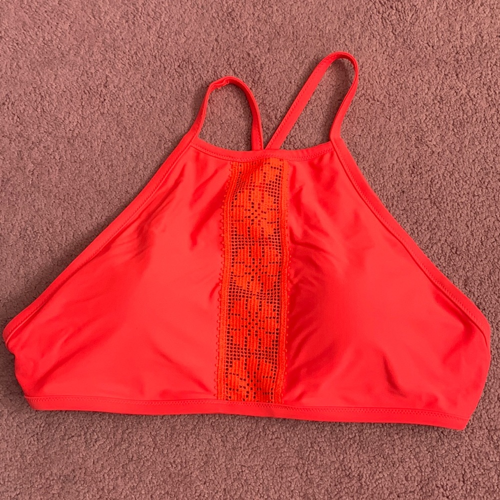 NWOT Aerie high neck coral bikini top - large